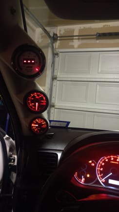 Glowshift Boost and Oil Pressure gauges. $60 for both or $30 each. A-Pillar not included.