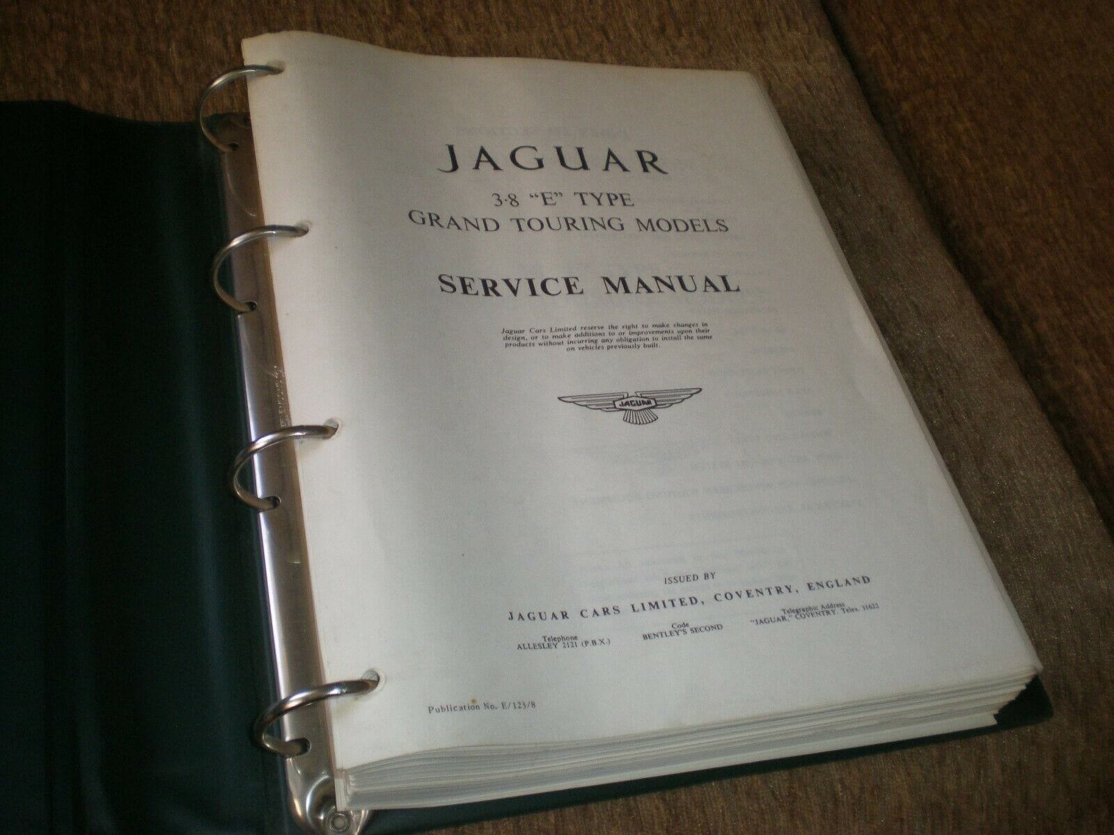 Miscellaneous - XKE E-type factory service manual 3.8L near mint - Used - 1964 to 1967 Jaguar XKE - Chino Hills, CA 91709, United States