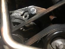 I was worried that the head of my new bolt would interfere with the belt but clearance is good. 