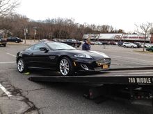 My first flatbed for the XK.  Ugh  won't start. turned out to be a bad battery cable.