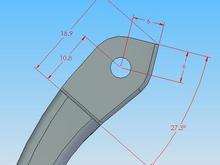 The dia 4mm hole position relative to the 6mm corner is critical to keep maximum arm opening to full round. Notice the 18.9mm length is correct on STEP and STL files but this dimension is not shown on pdf drawing.