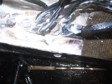 Coated with white grease.