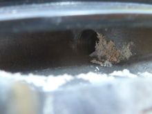 The tell tail hole with CW crystals.