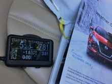 Not a real good photo, but it reads 55.3 for fuel pressure.  The others are fuel trims.  Of course the obligatory mask !