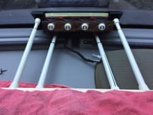 HMSL mounted with ABS frame to the interior of the rear window, using 18 inch tension rods to maintain pressure for 3M tape adhesion.