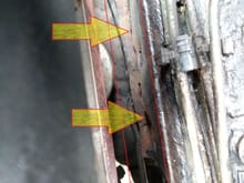 Rust in the engine bay over the sub frame supports