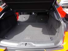 With seats folded down. Not quite flat but usable. 