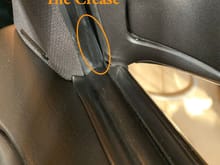 "The crease" Interior weather stripping next to the tweeter on the passenger side.