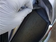 Pulling large rubber 'flange' -some glue holding it 