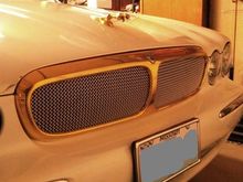 Mesh grill, very easy to install.
