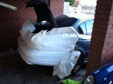 A bit of paint went on, then a blast with the heat gun, then more spraying and so this went on.  No sanding during the process and a sheen effect started to soon appear (quite surprising actually).