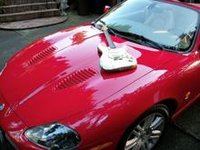 '05 XKR with my 1964 Fender Stratocaster in Inca Silver Metalic