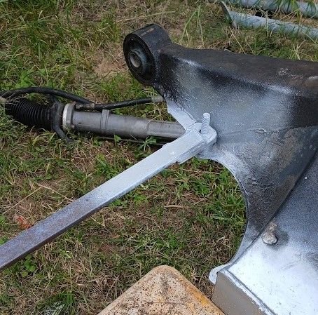 This is the bolt on brace I was talking about earlier, this goes under the steering rack. I have not made up my mid if it needs to be welded in place or if bolting would suffice.