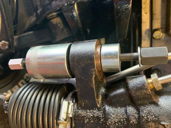 
The steering rack bushing removal tool