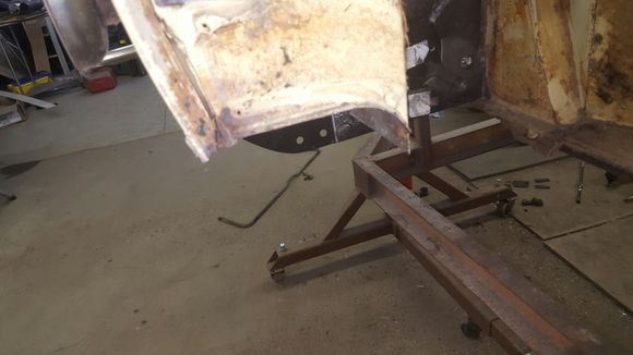 A post at inner sill cleaned up and ready to weld