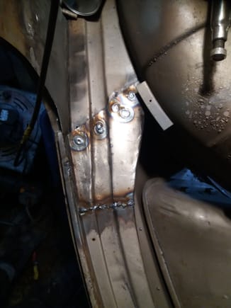 Side rail repair in boot (above fuel pump).
