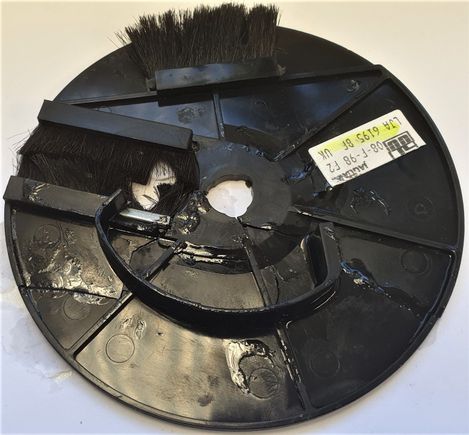 Final pic of disc superglued from the 8 pieces I found. This disc is upside down in pic, and it is my intention to laminate another disc of black plastic onto its visible surface to strengthen and hide all my glue joints. Only then, will I have a shot at solving the jigsaw puzzle.  This is the interlock which requires several things happen before releasing gear lever, allowing it to move from PARK (key in; ignition on; foot brake on).