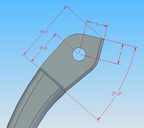 The dia 4mm hole position relative to the 6mm corner is critical to keep maximum arm opening to full round. Notice the 18.9mm length is correct on STEP and STL files but this dimension is not shown on pdf drawing.