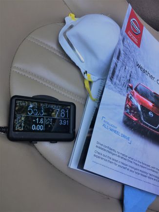 Not a real good photo, but it reads 55.3 for fuel pressure.  The others are fuel trims.  Of course the obligatory mask !