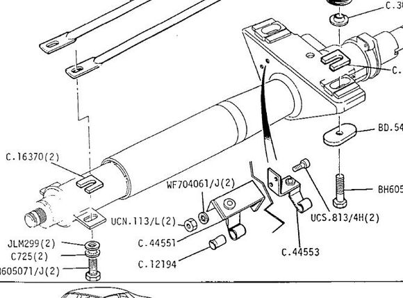 Which I think are these items in the parts book below the steering column - C44553 etc