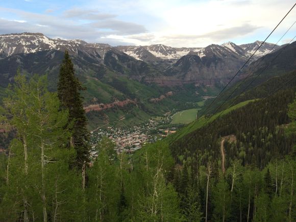 Looking down on Telluride from the free ski lift