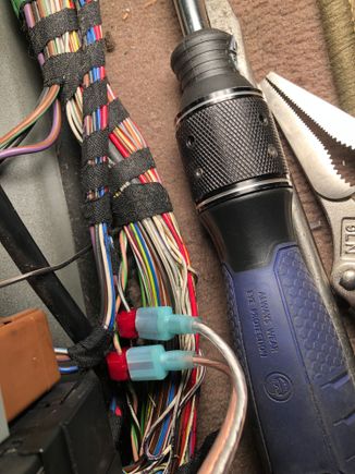 Then just tap them here and run this to the trunk.