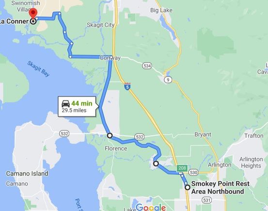 Start, Smoky Point Rest Area