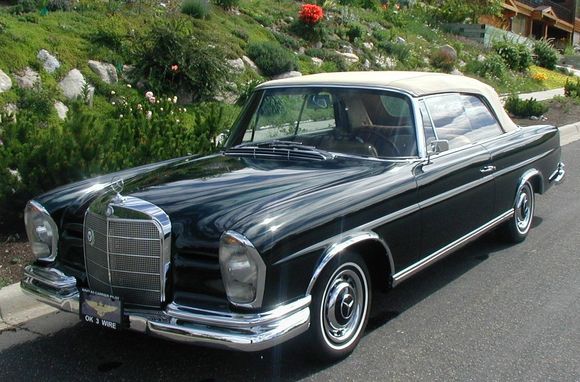 1965 Mercedes 220 SEB Cabriolet 6 fuel injected 6 cyl with European headlights.