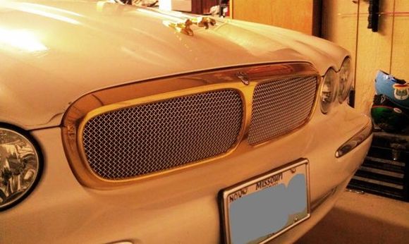 Mesh grill, very easy to install.