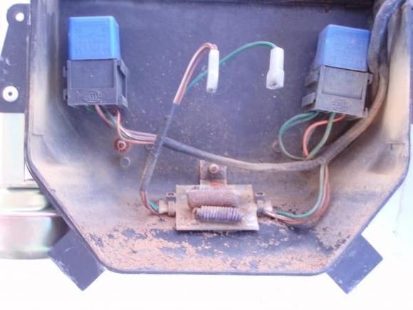 Blower assembly taken apart.  Note rust/corrosion from water ingress.