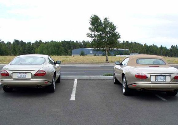 I never expected to see an XK8 from CA parked next to an XK8 from VA in a parking lot in Flagstaff, AZ.