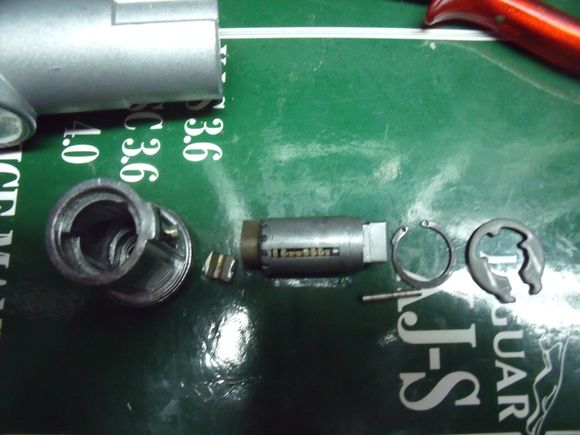 A close up of the lock cylinder.