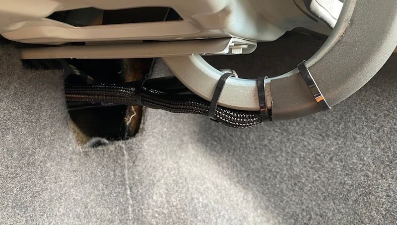 Extended the woven cable sleeve up the hinge as far as the trunk/boot lid...that was probably unnecessary.