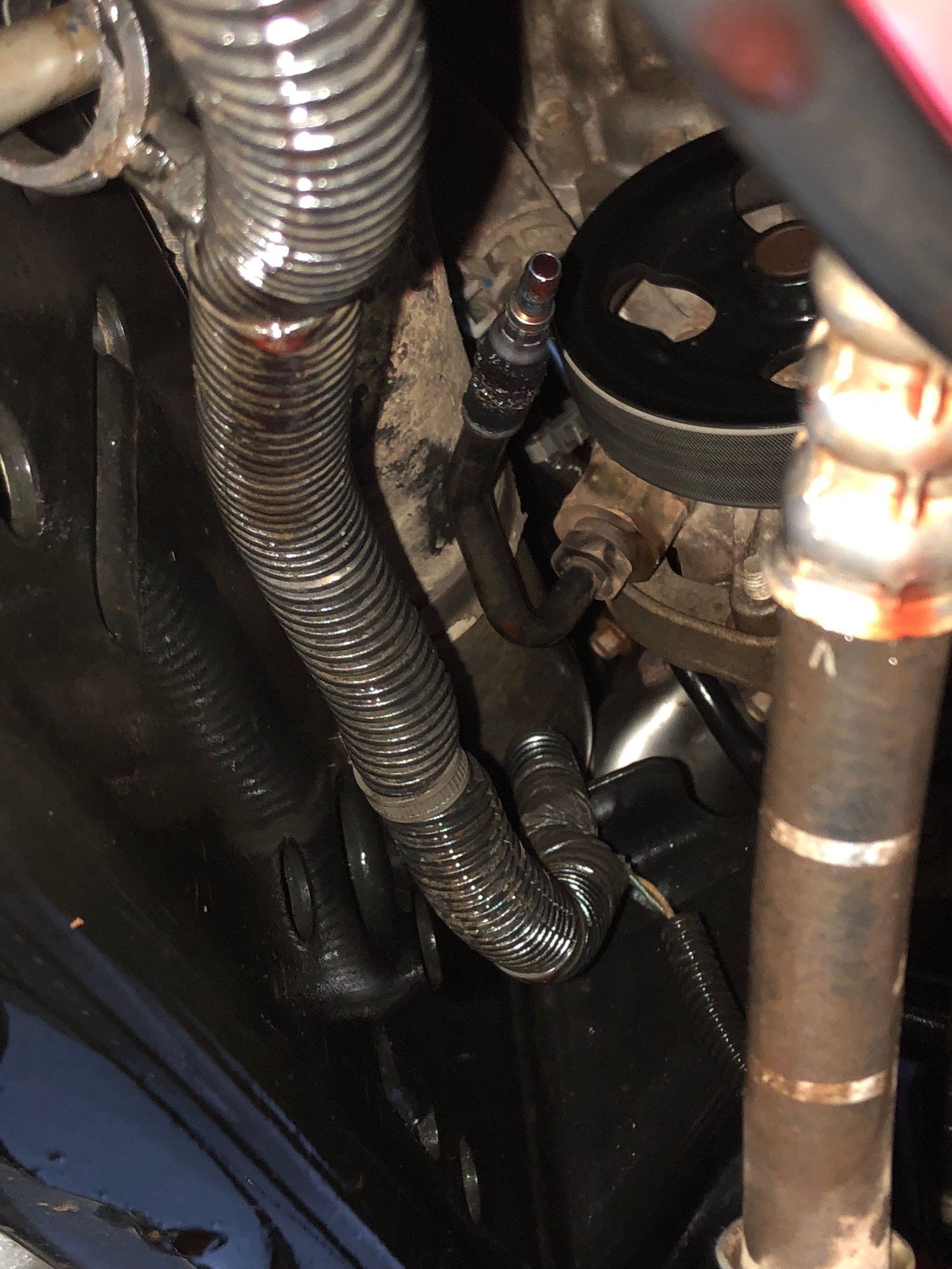 Power Steering line blew, burned me The top