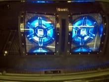 2 12in DUAL's in a sealed ported box with blue leds and a  1000w sony explode