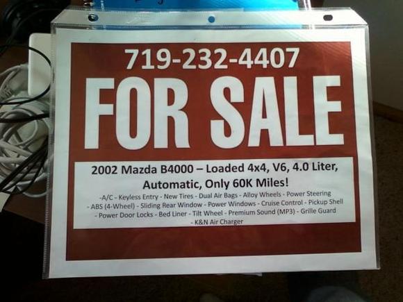 For Sale sign that was in the window.  I took it off after getting it home.