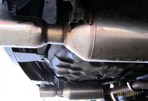 Mazdaspeed Exhaust Muffler &amp; Tip. "MazdaSpeed" stamped on bottom of Muffler and side of Exhaust Tip.