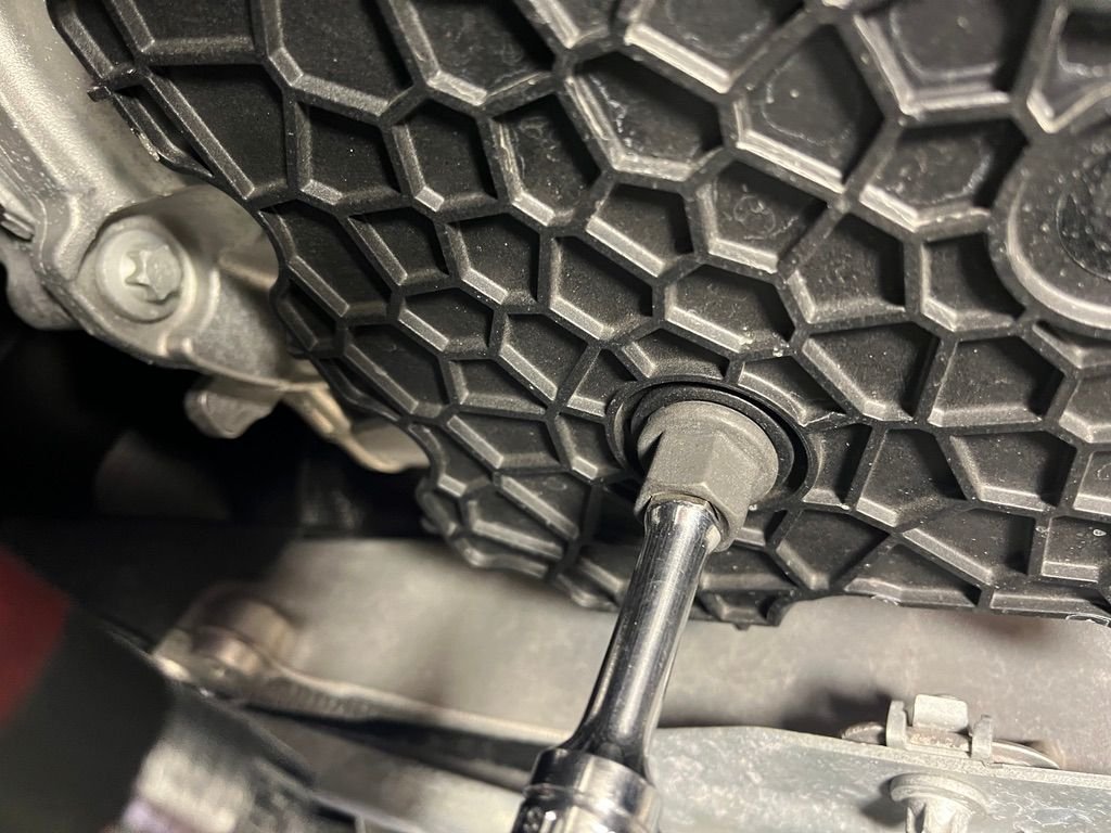 Location of E53 oil drain plug.