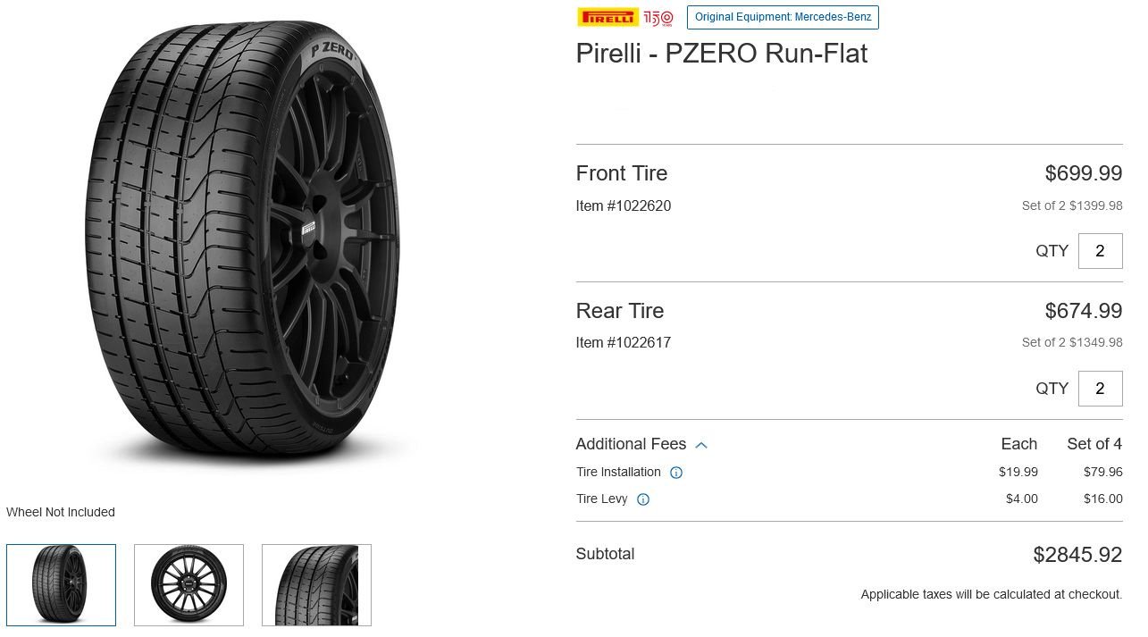 Wheels and Tires/Axles - Pirelli P Zero tires - Used - 2018 to 2020 Mercedes-Benz S560 - 2021 to 2023 Mercedes-Benz E450 - Windsor, ON N9B 1K, Canada