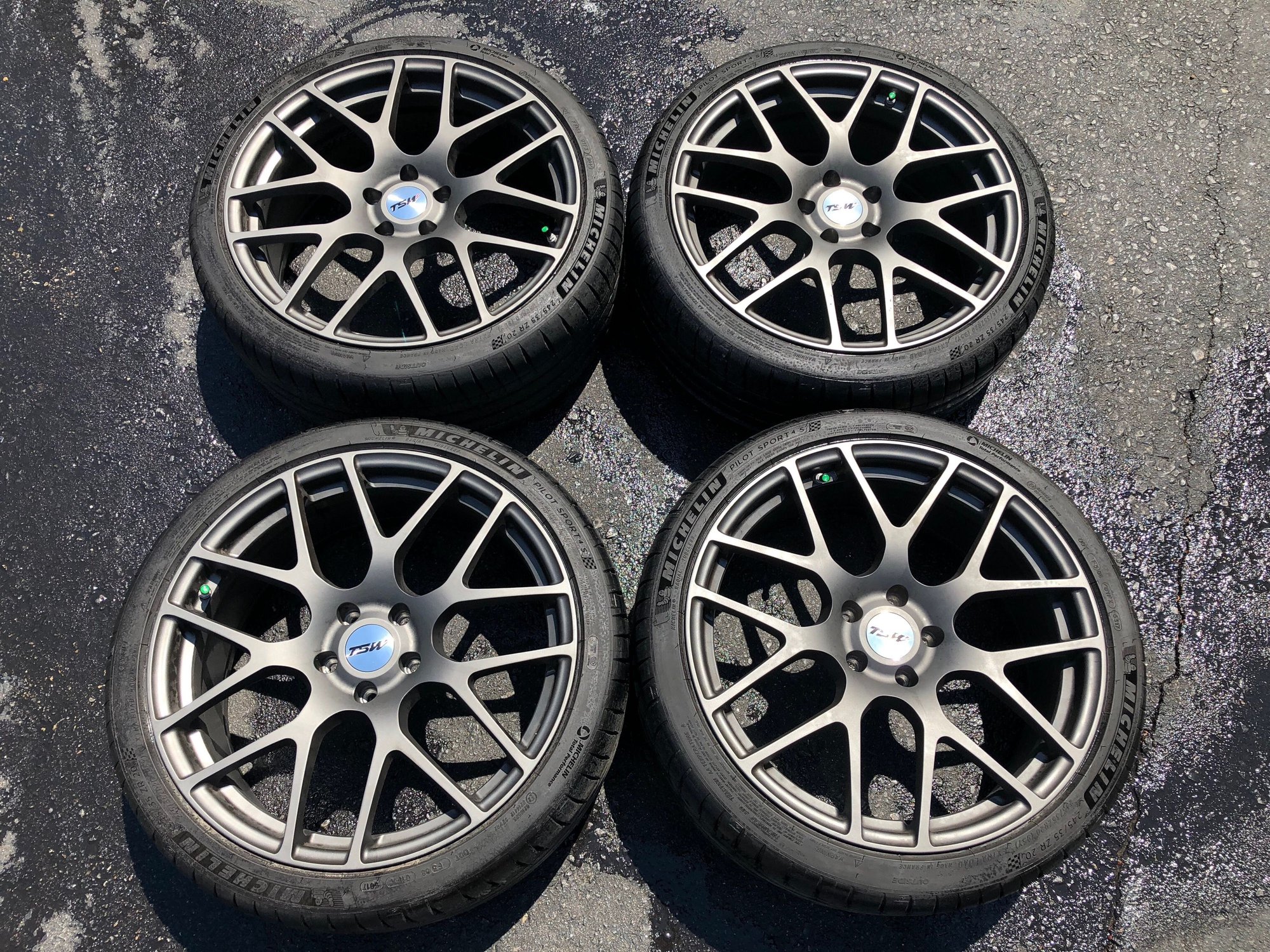 Wheels and Tires/Axles - TSW Nurburgring Gunmetal, 20x8.5 w/ Michelin Pilot Sport 4s, 245/35ZR20 Y - Used - Ogunquit, ME 03907, United States