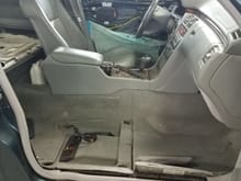 removed the passenger seat in order to pull the carpet back when welding