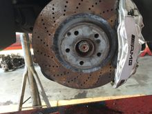 Used the c63amg mounting plates so I didn't use a bracket. Here is the problem I think because I didn't use a bracket the abs sensor is now plugged in on the amg parts