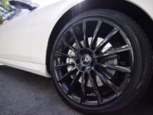 S Class Powdercoated Wheels, Black Lugs, White Calipers with AMG Stencils. All Done by Enthusiast Details NYC