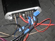 Ground, amp turn on, power and speaker cables
