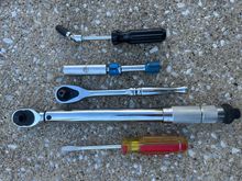 All of the tools used for coils and plugs. I purposely used the most minimum amount of Tools so I could share that it could be done with just these items. I did not need anything else though if you want to measure torque on the coil bolts, you need that adapter or proper torque wrench size/scale, which I have as well.  In order to do the map sensor, I added another etorx as well as a torx bit into the pile