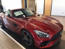 Stunning Mercedes-AMG GT C Roadster at Mercedes-Benz Silver Spring in Maryland. What a beautiful color. 