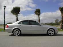 2005 E320 sitting on 19 Inch Staggered Moda's with Eibach Springs.