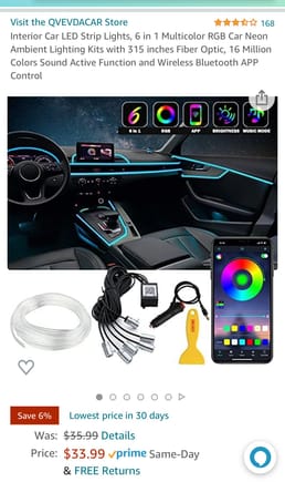 The kit I bought last year when I originally installed in my car. One side note. With this mode is that you will have to  make holes in the B-pillars to run the led light kit to the rear doors. The reason is there is no wire holes to snake led kit through. Again I will try to post pictures to help.  