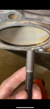 I’m just messing around here getting a feel for the kit / when the Time-Sert  is actually installed the head bolt can fully thread through it . ( not pictured) 