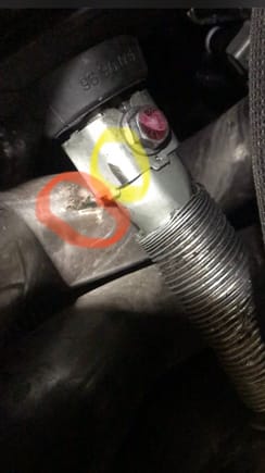 Red areas of header to be clearanced. Yellow of the shaft that was rubbing. 